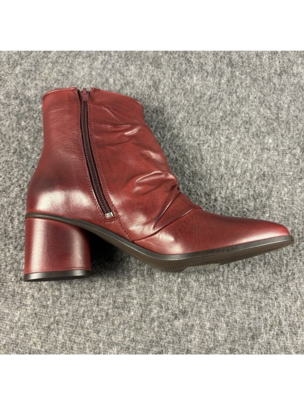 Miz Mooz Jared Bordeaux Leather Ruched Ankle Boots EU 38 US 7.5-8 NIB - Picture 4 of 16